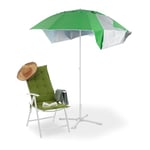 Relaxdays Parasol et abri de Plage, avec Piquet, Sac de Transport Inclus, Protection UV50, HxD: 210x175 cm, 2 en 1, Vert