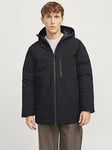 Jack & Jones Payne Hooded Parka Coat - Black, Black, Size 2Xl, Men