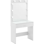 Table de maquillage Coiffeuse avec miroir Éclairage 80x40x161 cm Blanc