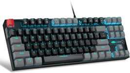 Clavier De Jeu Mecanique A 75 % Avec Interrupteur Rouge,Clavier Retroeclaire A Del Bleue,87 Touches,Clavier D'Ordinateur Filaire Tkl Compact Pour Ordinateur Portable Windows Et Pc Gamer ¿