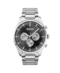 BOSS Men's 44mm Chronograph Quartz Watch Pioneer Collection with Black Dial, Silver Stainless Steel Bracelet, Date Fuction, 3 Sub-Dials, 5ATM Water Resistance - 1513712