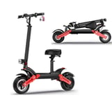 GASLIKE Folding Electric Scooter for Adults with Seat, 12 Inch Off-Road Tires, Maximum Speed 35Km/H - Endurance 40-150KM, with Double Braking And Full Suspension,Road tire,48V15.6AH
