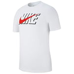 Nike M NSW Tee BLK Core Homme T-Shirts, Blanc (White/Black/(Habanero Red) 100), FR : S (Taille Fabricant : S)