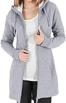 Tuopuda Sweat-Shirt Femme Sweat à Capuche Zippé Épais Hoodie Sport Hiver Manche Longue Manteau Grande Taille Coupe-Vent Gilet Long Automne avec Poches Zip Up Sweatshirts, Gris, M