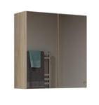 Sofya - Armoire De Toilette Murale 2 Portes - Meuble Sdb Avec Miroir - Dimensions 60x22x60 Cm - Rangement Salle De Bain - Sonoma