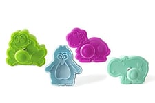 silikomart Wonder Cakes by 70.120.99.0069 Lot de 4 Découpoirs en Plastique Thème Animaux, Vert/Blue Clair/Fuchsia, 5,5 x 12 x 12 cm