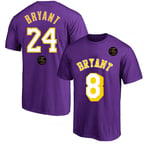 Laker Kobe Black Mamba # 24 N ° 8 T-Shirt commémoratif T-Shirt Basketball Unisexe Jersey Swingman avec KB Logo pour Les Fans (S-3XL) K5-M