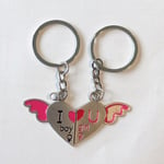 Flying Love Heart Wings Silver Metal Couple Keyrings Set Lovers Puzzle Key Chain