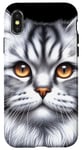 Coque pour iPhone X/XS Chat tigré argenté x Chat mignon x Chat gris