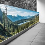 Brise vue Trompe l'oeil - 80x240 cm - Vue sur lac et montagnes 3617689698236