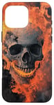 Coque pour iPhone 16 Pro Max Crâne de feu en métal enveloppé de flammes fumées