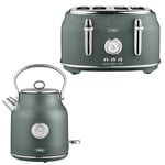 Tower Renaissance Kettle & 4 Slice Toaster Set (Forest Green)