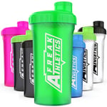 Freak Athletics Protein Shaker Bottle 700ml - Shaker for Protein Shakes - BPA Free Shaker Bottle (Green Transparent/Green Lid)