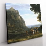 View Of Delphi With A Procession by Claude Lorrain Classic Painting Canvas Wall Art Print Ready to Hang, Framed Picture for Living Room Bedroom Home Office Décor, 50x50 cm (20x20 Inch)