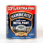 Hammerite Metal Paint Smooth - Silver - 750ml - 33% EXTRA FREE 1L Tin