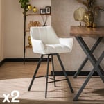 Chaise de bar confortable en bouclette blanche avec fonction pivotante (lot de 2) melbourne