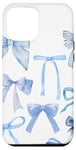 iPhone 14 Pro Max Cute Blue Bows Trendy Bows Pattern Aesthetic Blue Ribbon Case