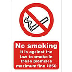 Prohibition Sign Against The Law to Smoke on These Premises Plastic 21 x 29.7 cm