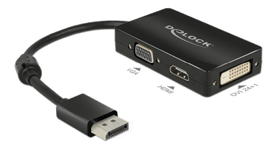 Multi-adapter DeLOCK DisplayPort 1.1 till VGA/HDMI/DVI - Svart