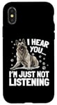 Coque pour iPhone X/XS Race de chien elkhound norvégien Je t'entends... I´m just not