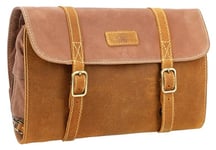 Gusti Trousse de Toilette Cuir - Rodney Trousse de beauté Cuir véritable Vanity Unisexe Sacoche cosmétique Homme Femme Marron