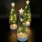 3 st bordsjulgran med lampor Mini konstgjord julgran med LED-lampor Juldekoration Miniatyr bordsdekorationer, varmt ljus