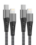 Câble Usb C Vers Lightning 1m+2m[Certifié Mfi], Câble Iphone Usb C Cable Chargeur Iphone Rapide Nylon Câble Lightning Usb C Fil Chargeur Pour Iphone 14 Pro Max/14 Plus/13 Pro Max/12 Mini/11/Xr/Xs/8/S