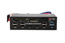 Autre Tableau de bord multimédia PC 5.25 pouces, panneau avant multifonction, 2 ports USB 3.0 + 6 ports + USB2.0, lecteur de cartes tout-en-1 + eSATA + SATA + Port Auido Nipseyteko