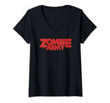 Womens Zombie Army Logo Red Text V-Neck T-Shirt