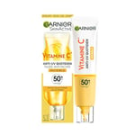 Garnier SkinActive - Fluide Anti-Taches et Anti-UV Quotidien - Invisible - SPF 50+ - Protège et Réduit les Taches - Soin Visage Enrichi en Vitamine C - Tous Types de Peau - 40 ml