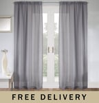 Voile Panels (Pair) Net Curtain Sparkle Pattern Rod Pocket - Grey 54x72"