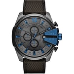 Diesel Watch for Men Mega Chief, Chronograph Movement, 51 mm Gunmetal Stainless Steel Case with a Nylon, Silicone Strap, DZ4500