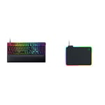 Razer Huntsman V2 (Red Switch) - Optical Gaming Keyboard UK Layout | Black & Firefly V2 - Gaming Mouse Pad (Gaming Mouse Pad with Micro-Textured Surface, Cable Holder and RGB Lighting) Black