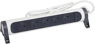 - Multipr Rotative Avec Interrupteur À Voyant Led - 5 Pr S Surface Avec Terre - Cordon 1,5M - Blanc Et Gris Foncé