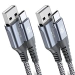 2-Pack 5M USB C Cable 3.1A Fast Car Charger Cable Compatible for iPhone 16 15 Plus Pro Max, Samsung Flip/Fold 6 5 4 3 S10 S9 S8 S20 S21 S22 S23 S24 A15/14/13/12 A35/A34 A55/54, Pixel 8 7 6, Tablets