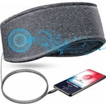 Bandeau de sommeil musical avec casque, bandeau de voyage élastique doux filaire de 3,5 mm avec haut-parleur fin, casque de musique de sommeil