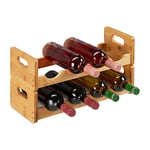 Relaxdays 10025949, Armoire à vin pour 8 bouteilles, horizontale, Etagère bambou, HLP 24 x 47 x 18 cm, naturelle