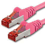 1aTTack.de 1x 50m - Câble patch câble réseau Cat 6 Cat6 RJ45 SFTP - magenta