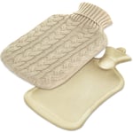 2L Large Hot Water Bottle Quality Hot Water Bottles W/ Arran Knitted Cover Warm