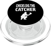 Chicks Dig the Catcher - Attrapez la défense du joueur de baseball PopSockets PopGrip pour MagSafe