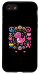 Coque pour iPhone SE (2020) / 7 / 8 Peace Love Cure T-Rex Dinosaure Sensibilisation au cancer du sein