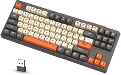 M87 Clavier De Jeu 80% sans Fil,87 Touches TKL RGB,Sensation Mécanique SA PBT,Clavier Bluetooth/2,4 Ghz Double Mode,Batterie 4000 mAh pour Mac/Win,Bureau/Jeu Silencieux Gris/Orange(Q1350)