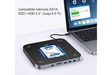 Ibroz Dock Extention Mémoire SATA SSD / HDD 2.5'' et HUB 6 en 1 USB-C