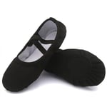 Acfoda Chaussures de Ballet Doux Toile Chaussons de Danse Femme Split Plate Classique Ballerine Pilates Yoga Gymnastique Chaussons Noir 40