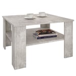 Idimex - Table basse sejour, table de salon de forme carrée avec 1 étagère espace de rangement ouvert, en mélaminé décor béton - couleur béton