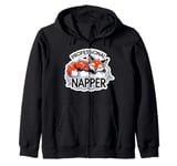 Professional Napper Funny Vintage Nap Expert Sleepy Cute Fox Zip Hoodie