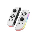 Paire de Manettes Sans Fil pour Nintendo Switch Joy-Con - Couleur Blanche avec Effet Lumineux RGB LED