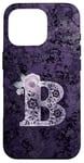 Coque pour iPhone 16 Pro Jolie rose florale violette avec monogramme lettre B