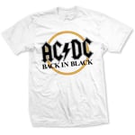 ACDC Back in Black Circle Mens White TS: Large