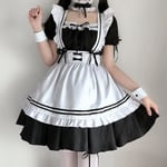 2022 Svart Söt Lolita Maid Kostymer Flickor Kvinnor Lovely Maid Cosplay Kostym Animation Show Japanese Outfit Klänning Kläder black S